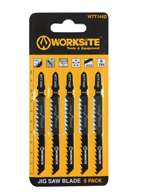 WORKSITE Jigsaw Blade 5 Pcs Set 4 inch X 5/16 inch 6 TPI