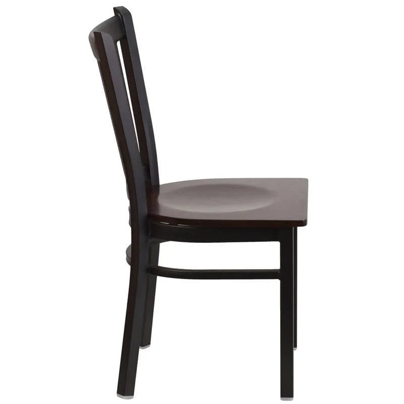 HERCULES Series Black Vertical Back Metal Restaurant Chair - Cherry Wood Seat [XU-DG-6Q2B-VRT-CHYW-GG] Pie's Variety Store