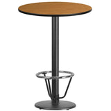 30'' Round Black Laminate Table Top with 18'' Round Bar Height Table Base and Foot Ring [XU-RD-30-BLKTB-TR18B-3CFR-GG] Fl Furniture