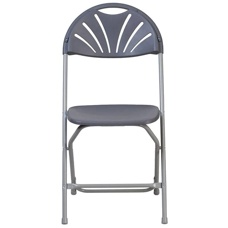 2 Pk. HERCULES Series 650 lb. Capacity Charcoal Plastic Fan Back Folding Chair [2-LE-L-4-CH-GG] Fl Furniture