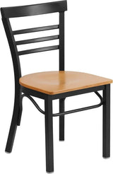 HERCULES Series Black Three-Slat Ladder Back Metal Restaurant Chair - Cherry Wood Seat [XU-DG6Q6B1LAD-CHYW-GG] Pie's Variety Store