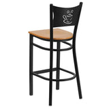 HERCULES Series Black Coffee Back Metal Restaurant Barstool - Cherry Wood Seat [XU-DG-60114-COF-BAR-CHYW-GG] Pie's Variety Store