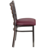 HERCULES Series Clear Coated Ladder Back Metal Restaurant Chair - Black Vinyl Seat [XU-DG694BLAD-CLR-BLKV-GG] Pie's Variety Store