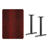 30'' x 42'' Rectangular Black Laminate Table Top with 5'' x 22'' Table Height Bases [XU-BLKTB-3042-T0522-GG] Fl Furniture