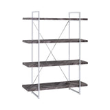 Grimma 4-Shelf Bookcase Rustic Grey Herringbone - 802613 Pie's Variety Store