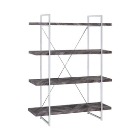 Grimma 4-Shelf Bookcase Rustic Grey Herringbone - 802613 Pie's Variety Store