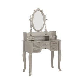 2-Piece Vanity Set Metallic Silver And White - 930137 coastmega