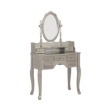 2-Piece Vanity Set Metallic Silver And White - 930137 coastmega
