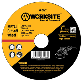 Worksite Metal Cutting Disc for 4 1/2" Grinders Size: 4 1/2 in X 0.11 in X 7/8 in (115x3.0x22mm)  XCOW412-3.0 Worksite Hand Tools