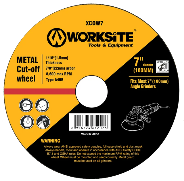 Worksite Metal Cutting Disc for 4 1/2" Grinders Size: 4 1/2 in X 0.11 in X 7/8 in (115x3.0x22mm)  XCOW412-3.0 Worksite Hand Tools