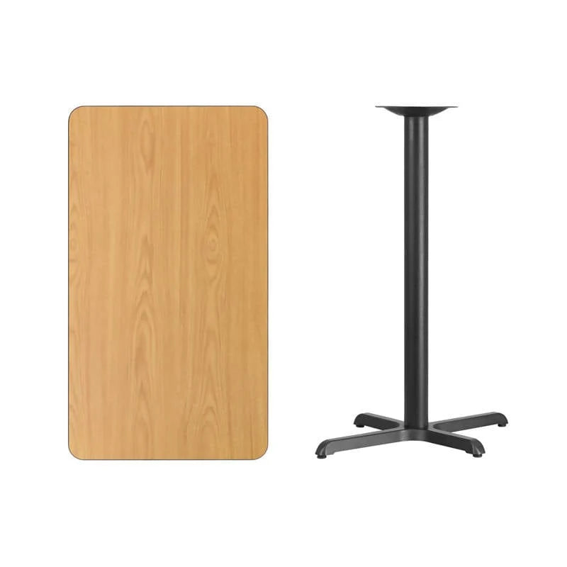 24'' x 42'' Rectangular Black Laminate Table Top with 23.5'' x 29.5'' Bar Height Table Base [XU-BLKTB-2442-T2230B-GG] Fl Furniture