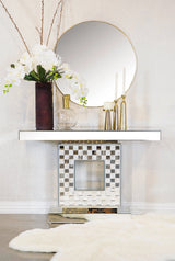 Checkerboard Square Base Console Table Silver - 953242 Pie's Variety Store