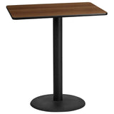30'' x 42'' Rectangular Black Laminate Table Top with 24'' Round Bar Height Table Base [XU-BLKTB-3042-TR24B-GG] Fl Furniture