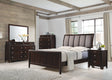 Madison Queen Bed With Upholstered Headboard Taupe Grey And Dark Merlot 4 PIECE Set - SET4PC204881Q Pie's Variety Store
