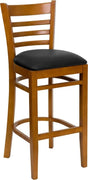 HERCULES Series Ladder Back Cherry Wood Restaurant Barstool - Black Vinyl Seat [XU-DGW0005BARLAD-CHY-BLKV-GG] Pie's Variety Store