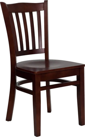 HERCULES Series Vertical Slat Back Mahogany Wood Restaurant Chair [XU-DGW0008VRT-MAH-GG] Pie's Variety Store