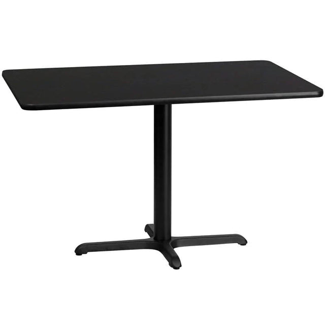 30'' x 48'' Rectangular Black Laminate Table Top with 23.5'' x 29.5'' Table Height Base [XU-BLKTB-3048-T2230-GG] Fl Furniture