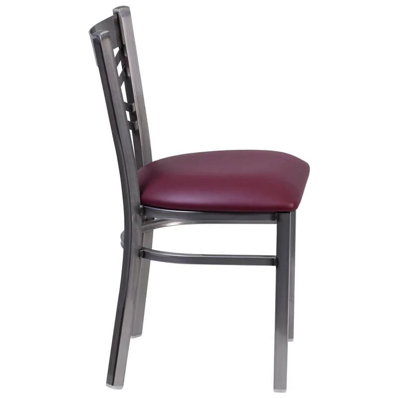 HERCULES Series Clear Coated ''X'' Back Metal Restaurant Chair - Black Vinyl Seat [XU-6FOB-CLR-BLKV-GG] Pie's Variety Store