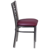 HERCULES Series Clear Coated ''X'' Back Metal Restaurant Chair - Black Vinyl Seat [XU-6FOB-CLR-BLKV-GG] Pie's Variety Store