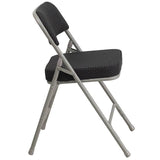 2 Pk. HERCULES Series Premium Curved Triple Braced & Double Hinged Black Pin-Dot Fabric Metal Folding Chair 2-AW-MC320AF-BK-GG Pie's Variety Store