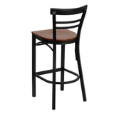 HERCULES Series Black Two-Slat Ladder Back Metal Restaurant Barstool - Cherry Wood Seat [XU-DG6R9BLAD-BAR-CHYW-GG] Pie's Variety Store