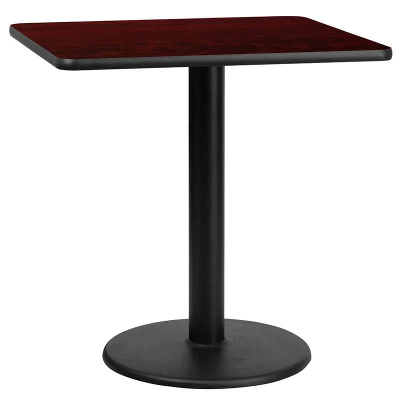 30 Inch Square Black Laminate Table Top with 18 Inch Round Table Height Base [XU-BLKTB-3030-TR18-GG] FL Furniture