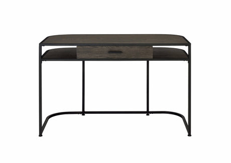Ember 1-Drawer Writing Desk Dark Oak And Sandy Black - 803411 coastmega
