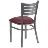 HERCULES Series Silver Slat Back Metal Restaurant Chair - Black Vinyl Seat [XU-DG-60401-BLKV-GG] Pie's Variety Store