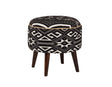 Round Upholstered Ottoman Black And White - 918492 Pie's Variety Store
