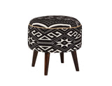 Round Upholstered Ottoman Black And White - 918492 Pie's Variety Store