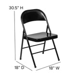 HERCULES Series Double Braced Black Metal Folding Chair Set of 2 [BD-F002-BK-GG] Pie's Variety Store