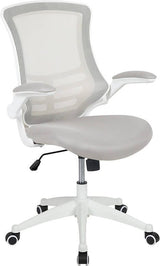 Mid-Back Mesh Swivel Ergonomic Task Office Chair with White Frame and Flip-Up Arms - BL-X-5M-WH-BK-GG / BL-X-5M-WH-BLUE-GG / BL-X-5M-WH-GY-GG / BL-X-5M-WH-TAN-GG / BL-X-5M-WH-WH-GG ADRIAN'S ELECTRONICS