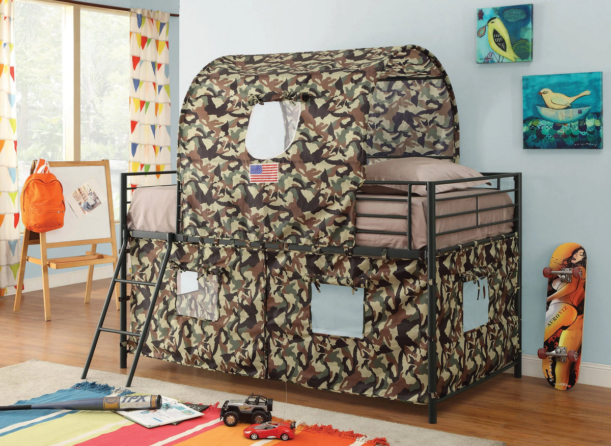 Camouflage Tent Loft Bed With Ladder Army Green - 460331 A-Z Store Nadia