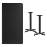 30'' x 60'' Rectangular Black Laminate Table Top with 22'' x 22'' Table Height Bases [XU-BLKTB-3060-T2222-GG] Pie's Variety Store