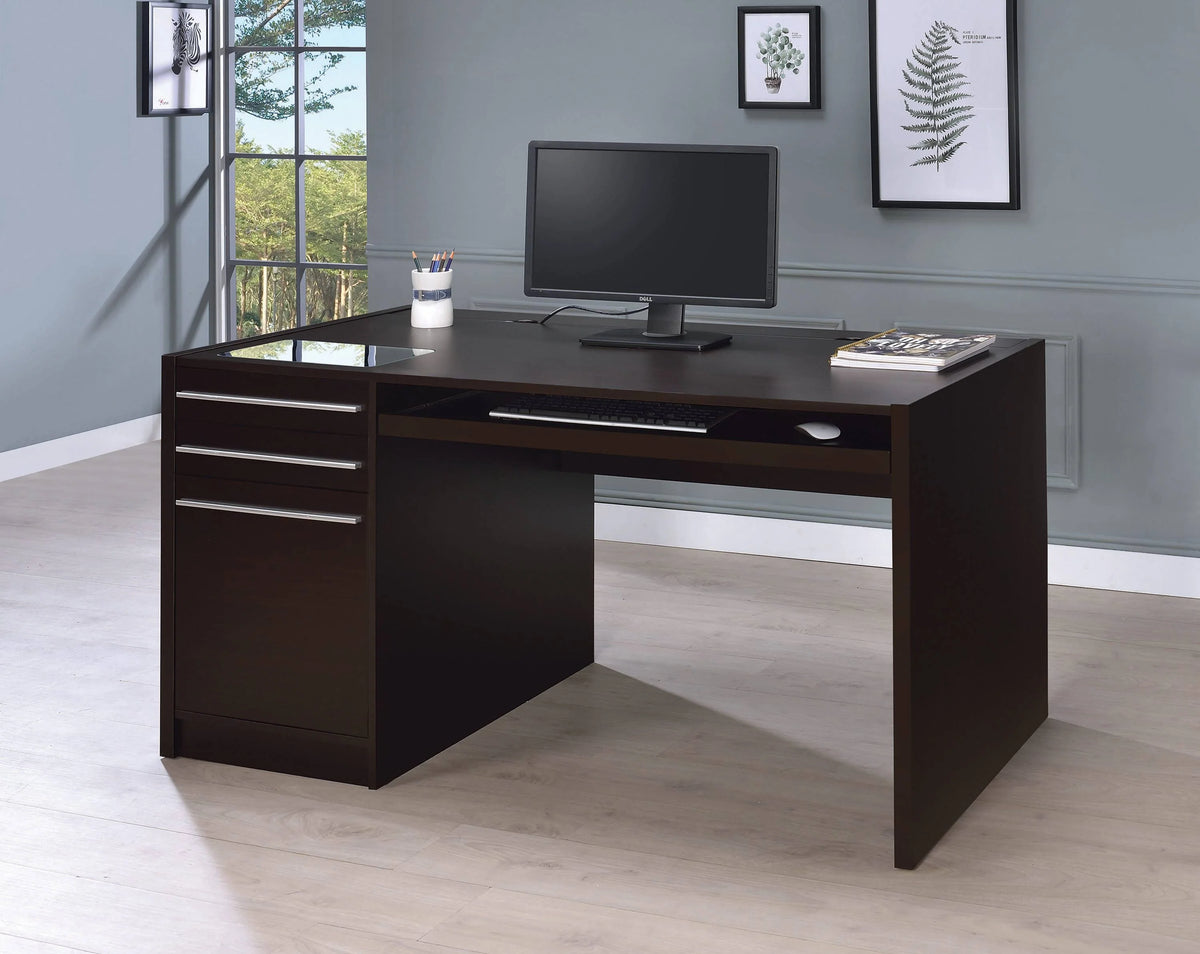 Halston 3-Drawer Connect-It Office Desk Cappuccino - 800982 Pie's Variety Store