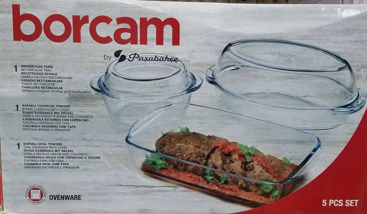 BORCAM By Pasabahce Casserole Bakeware Set 5pc - 159053 Pie's Variety Store