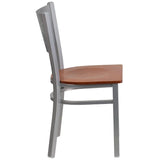 HERCULES Series Silver Slat Back Metal Restaurant Chair - Cherry Wood Seat [XU-DG-60401-CHYW-GG] Pie's Variety Store