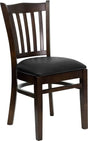 HERCULES Series Vertical Slat Back Walnut Wood Restaurant Chair - Black Vinyl Seat [XU-DGW0008VRT-WAL-BLKV-GG] Pie's Variety Store