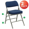 2 Pk. HERCULES Series Premium Curved Triple Braced & Double Hinged Navy Fabric Metal Folding Chair [2-HA-MC320AF-NVY-GG] Fl Furniture