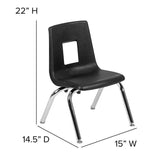 Advantage Black Student Stack School Chair - 12-inch [ADV-SSC-12BLK] Pie's Variety Store