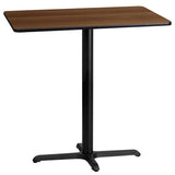 24'' x 42'' Rectangular Black Laminate Table Top with 23.5'' x 29.5'' Bar Height Table Base [XU-BLKTB-2442-T2230B-GG] Fl Furniture