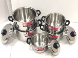Zebra Image 10 Piece Tall Stainless Steel Sauce Pot Set with Lid 18 - 26 CM - 185033 Elegant AccScents