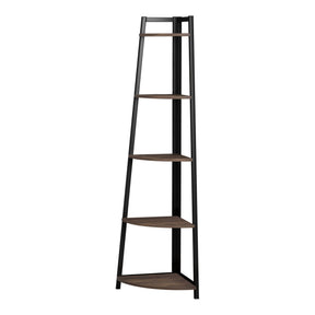 Jacksonville 5-Tier Corner Bookcase Aged Walnut ideal for smaller rooms