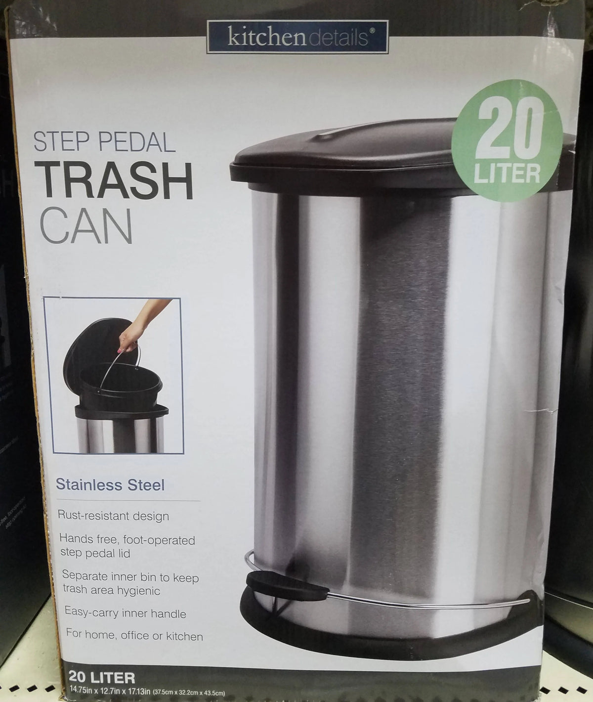 Kitchen Details Step Pedal Trash Can 20L - 4250 Pie's Variety Store