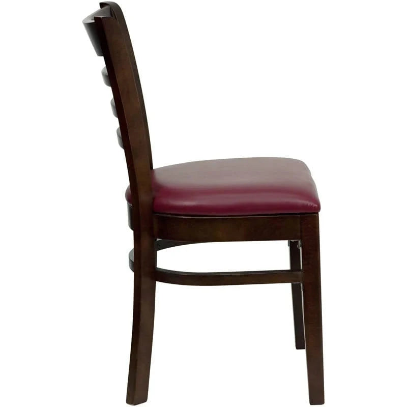HERCULES Series Ladder Back Walnut Wood Restaurant Chair - Black Vinyl Seat [XU-DGW0005LAD-WAL-BLKV-GG] Pie's Variety Store