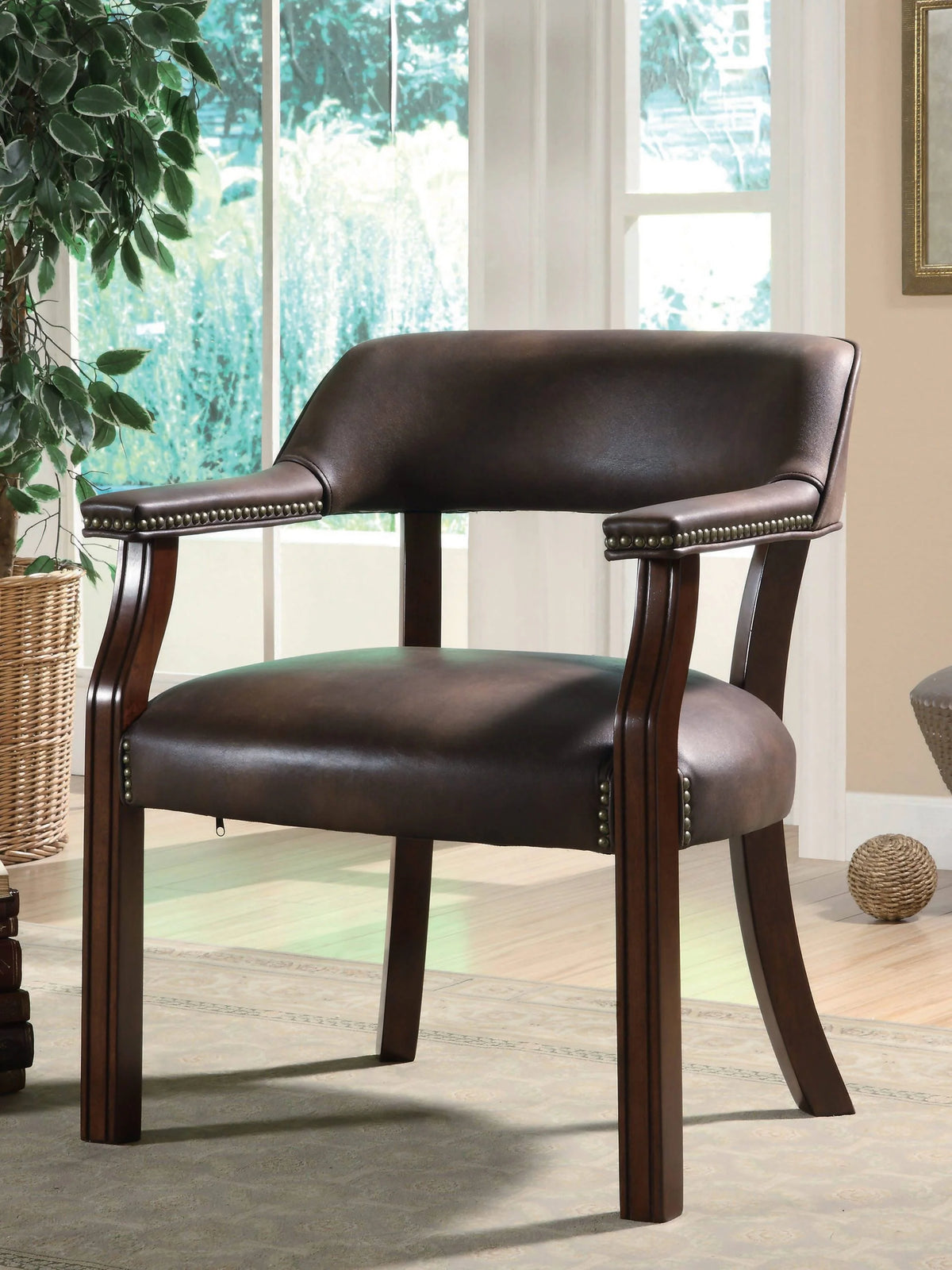 Upholstered Office Chair With Nailhead Trim Blue - 511N Pie's Variety Store
