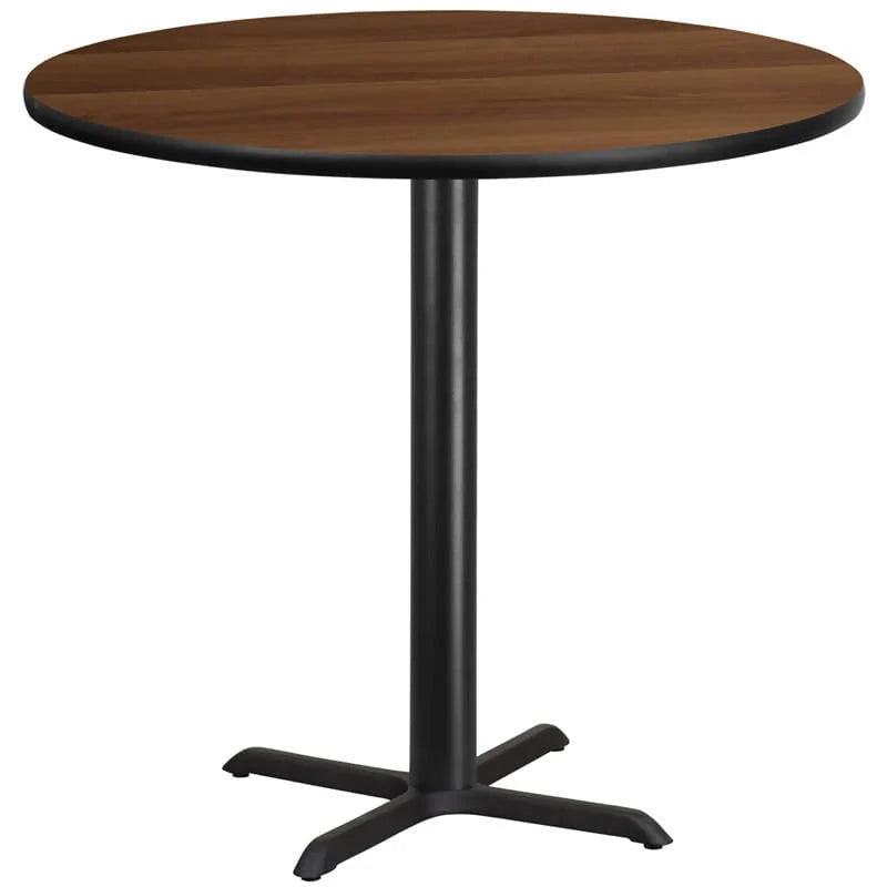 42'' Round Black Laminate Table Top with 33'' x 33'' Bar Height Table Base [XU-RD-42-BLKTB-T3333B-GG] Pie's Variety Store
