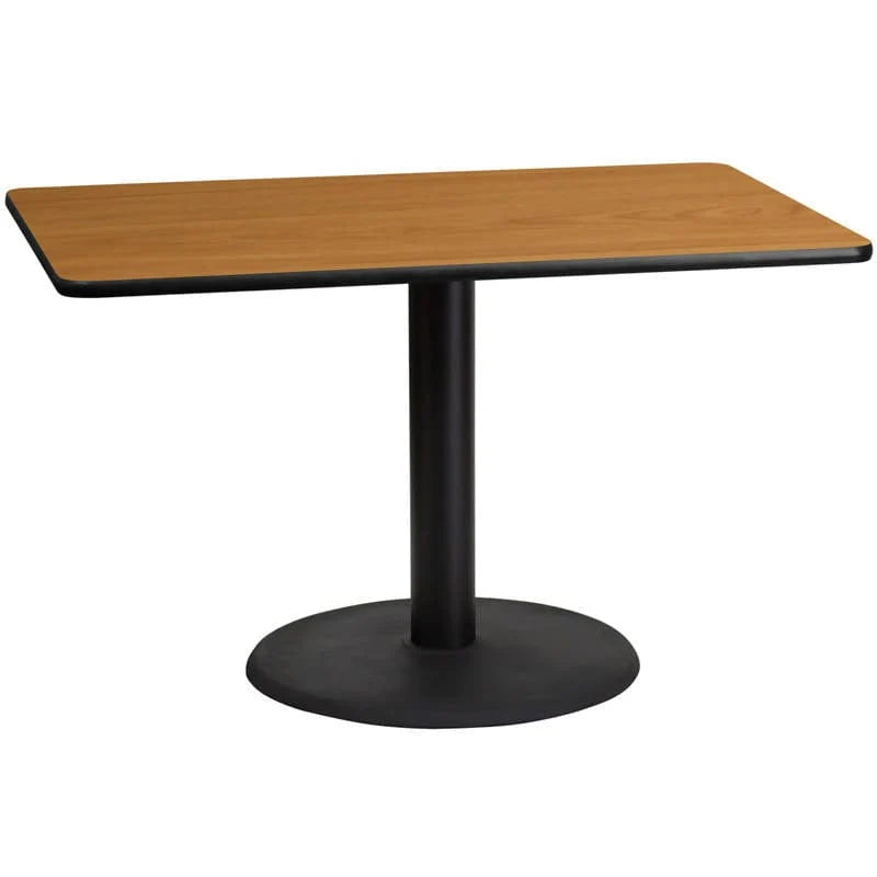 30'' x 48'' Rectangular Black Laminate Table Top with 24'' Round Table Height Base [XU-BLKTB-3048-TR24-GG] Pie's Variety Store