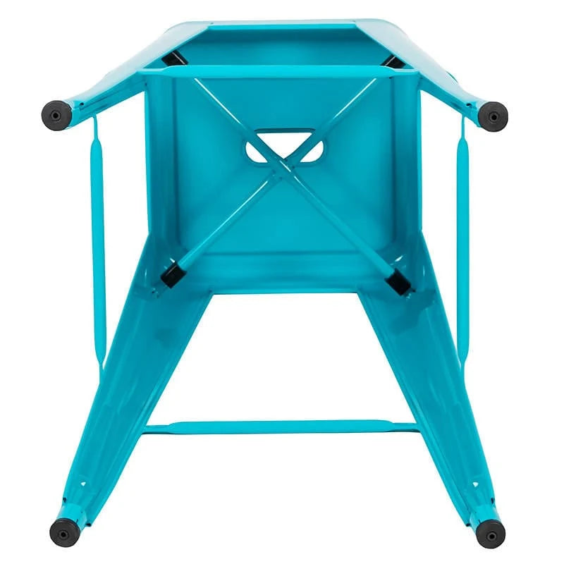 30" High Metal Indoor Bar Stool in Teal - Stackable Set of 4 [4-ET-31320-30-TL-R-GG] Fl Furniture