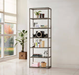 Carmelo 6-Shelf Bookcase brings a tasteful look to a contemporary living room or family space -Black Nickel - 801017 Pie's Variety Store